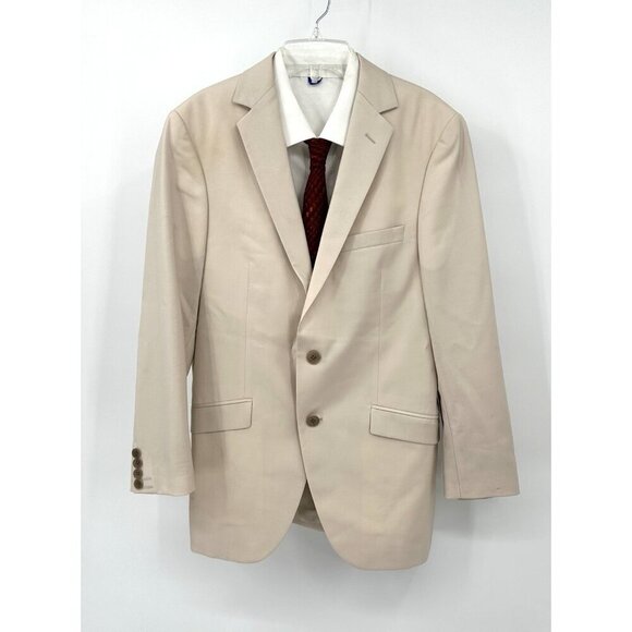 SARAR INTERVIEW jacket blazer sport coat 100% wool natural stretch beige 36R - Picture 1 of 12